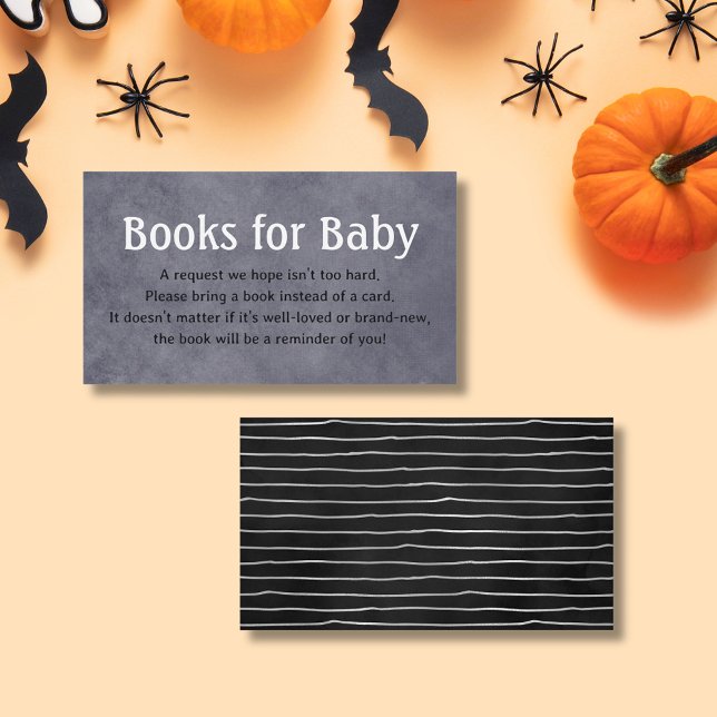 Carte D'accompagnement Livres Halloween Gris Baby shower Noir Pour Bébé (Halloween Gray Black Baby Shower Books For Baby Enclosure Card)