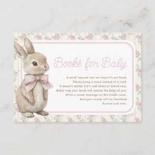 Carte D'accompagnement Livres Lapin Rose Vintage pour Bébé Fille