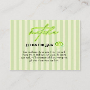 Carte D'accompagnement Livres Matcha aux Rayures Vertes pour Bébé