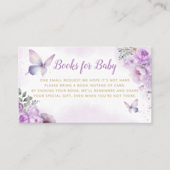Carte D'accompagnement Livres mignons pourpres pour Baby shower de papill (Devant)