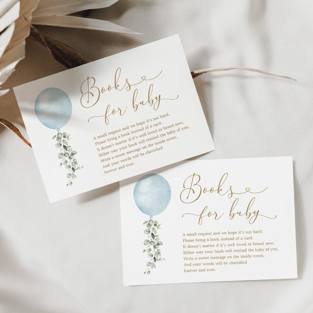 Carte D'accompagnement Livres minimalistes Bleu Eucalyptus pour bébé (Créateur téléchargé)