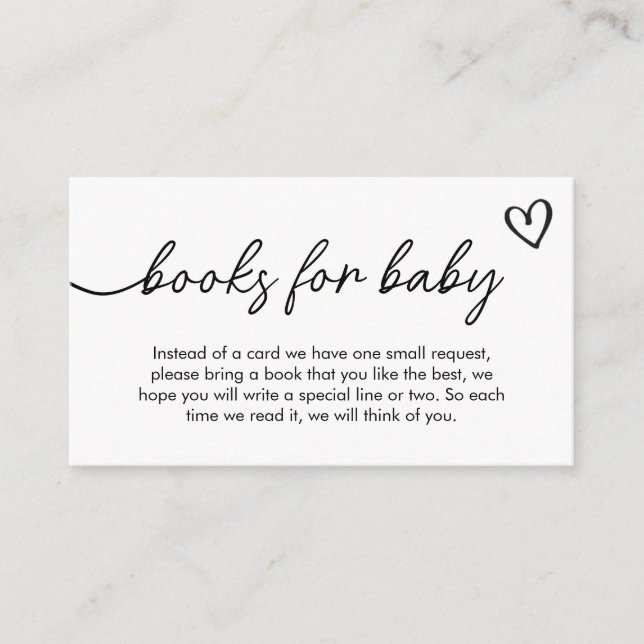 Carte D'accompagnement Livres minimalistes en noir et blanc pour bébé (Devant)