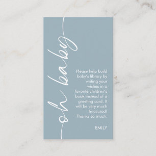 Carte D'accompagnement Livres modernes Dusty Blue pour Oh Baby shower