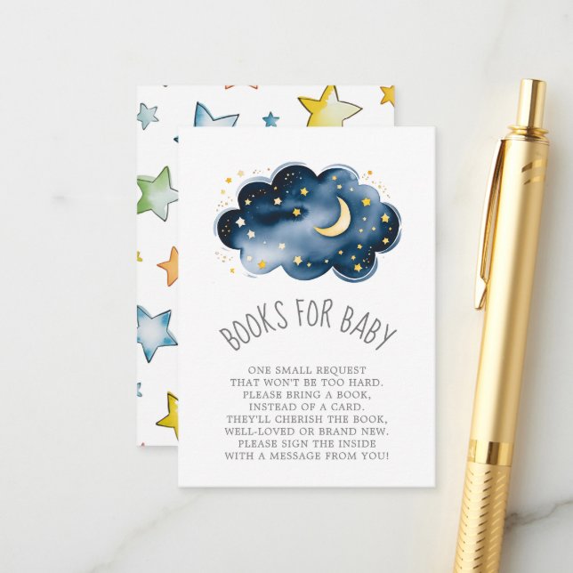 Carte D'accompagnement Livres Moon et Stars pour Baby Encape Card (Devant/Arrière en situation)