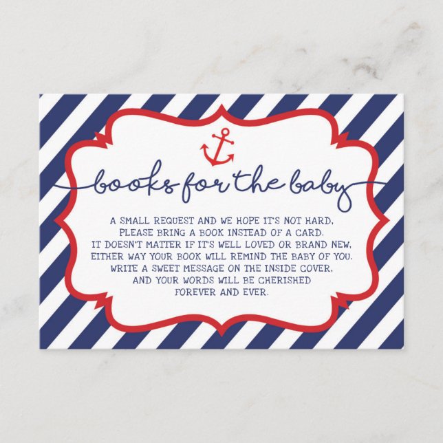 Carte D'accompagnement Livres nautiques pour Baby Insert Card Marine Ancr (Devant)