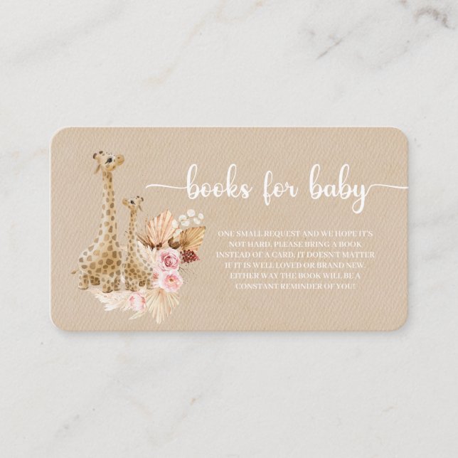 Carte D'accompagnement Livres Neutres De Girafe Pampas Grass Pour Bébé (Devant)