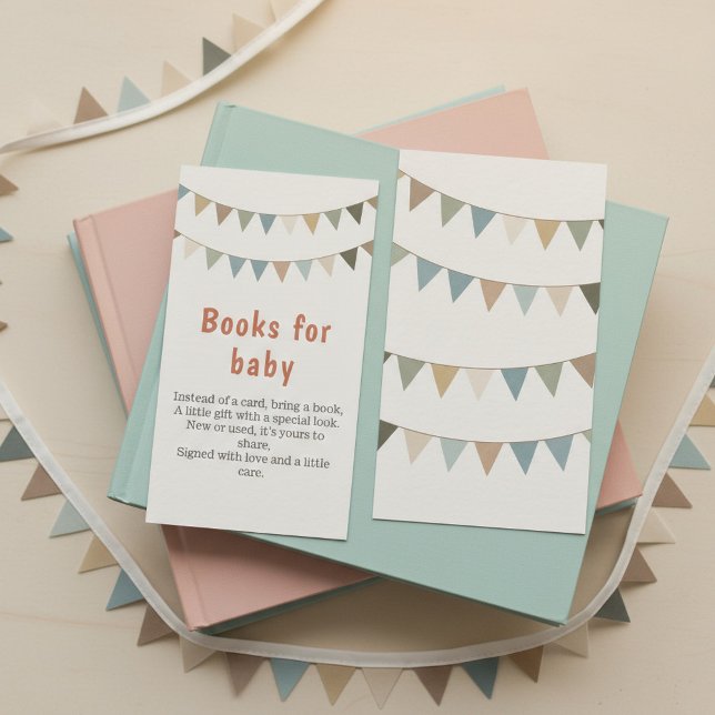 Carte D'accompagnement Livres neutres pour babillard (Neutral bunting books for baby insert card)