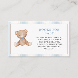 Carte D'accompagnement Livres Ourson pour une baby shower garçon