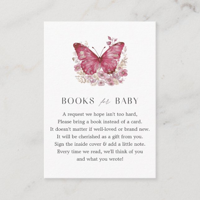 Carte D'accompagnement Livres Papillons Pour Baby shower (Devant)