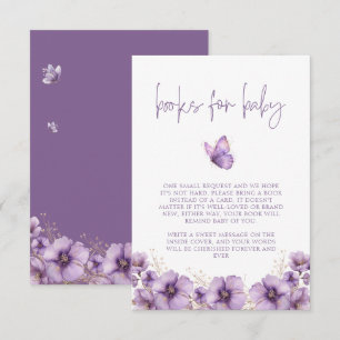 Carte D'accompagnement Livres papillons pourpres pour bébé, Baby shower
