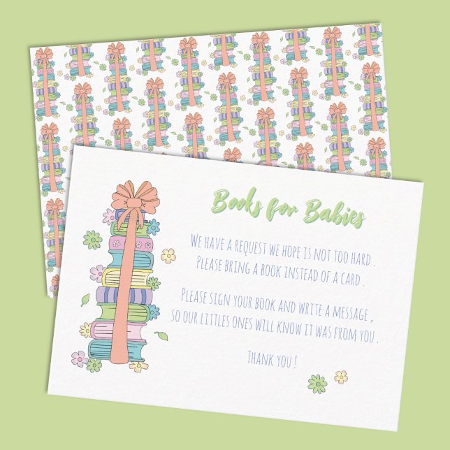 Carte D'accompagnement Livres Pastel pour bébés avec printemps Bow (Cute enclosure cards with spring colors . )