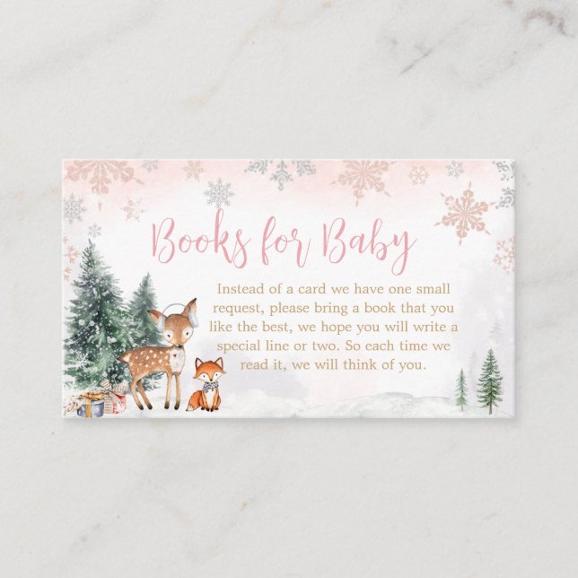 Carte D'accompagnement Livres Pink Winter Woodland Truck pour bébé (Devant)