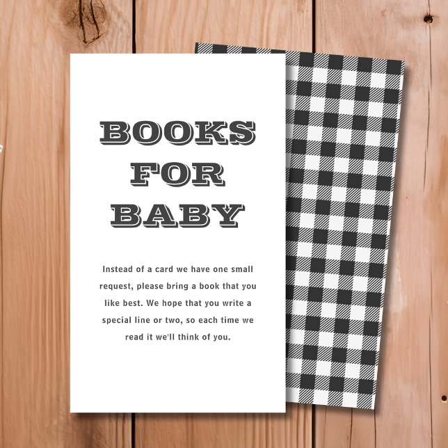 Carte D'accompagnement Livres plaqués noirs pour bébé | Baby shower (Créateur téléchargé)
