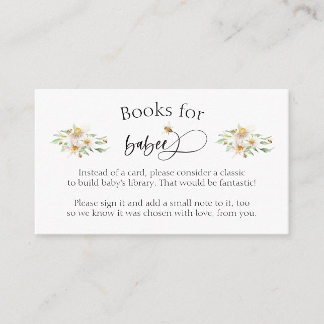 Carte D'accompagnement Livres Pour Babee Baby shower Floral Aquarelle (Devant)