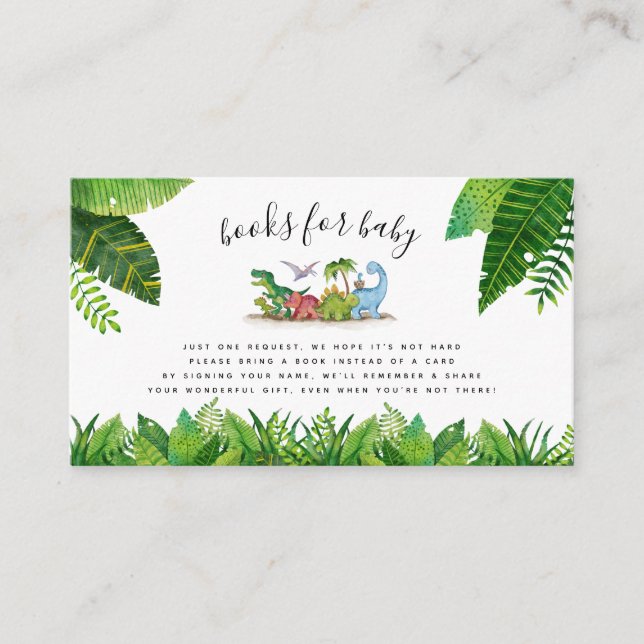 Carte D'accompagnement Livres pour Baby Card, Baby shower à thème Dinosau (Devant)