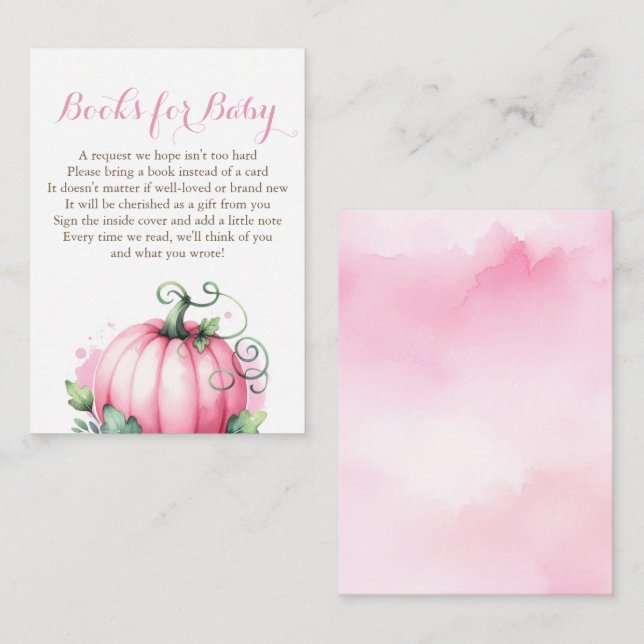 Carte D'accompagnement Livres pour Baby Card - Citrouille rose thème auto (Devant / Derrière)