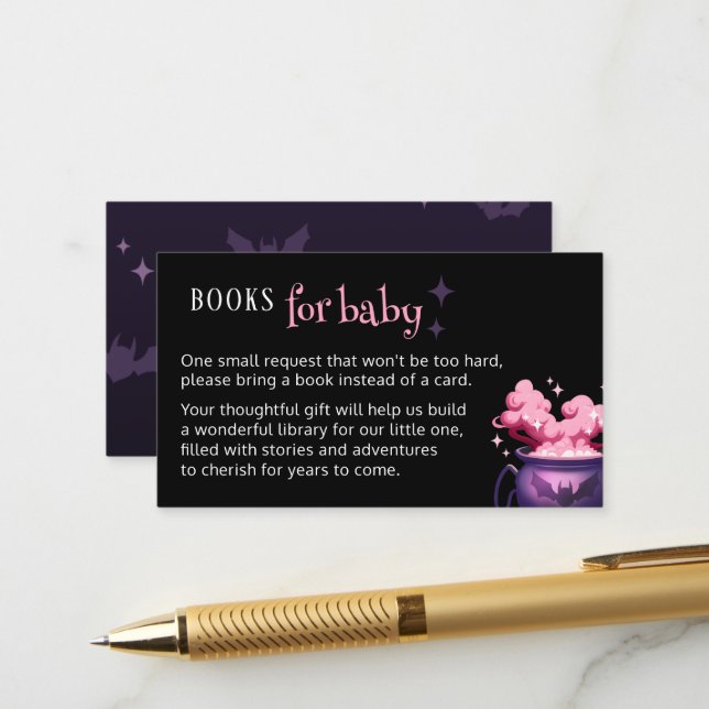 Carte D'accompagnement Livres pour Baby Cute Baby shower Éffrayant Cauldr (Devant/Arrière en situation)