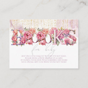 Carte D'accompagnement Livres pour Baby Floral Pink Gold Parties scintill