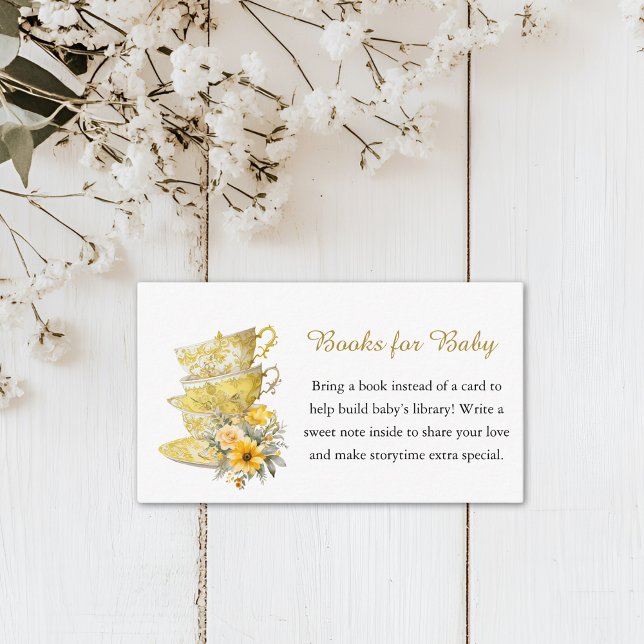 Carte D'accompagnement Livres Pour Baby Floral Tea Party Baby shower (Créateur téléchargé)