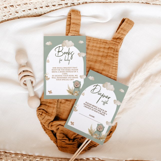 Carte D'accompagnement Livres Pour Baby Nursery Boho Bear Baby shower (Créateur téléchargé)