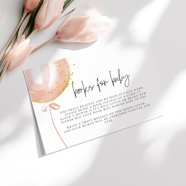 Carte D'accompagnement Livres pour Baby Pink Balloon It a Girl Baby showe (Créateur téléchargé)