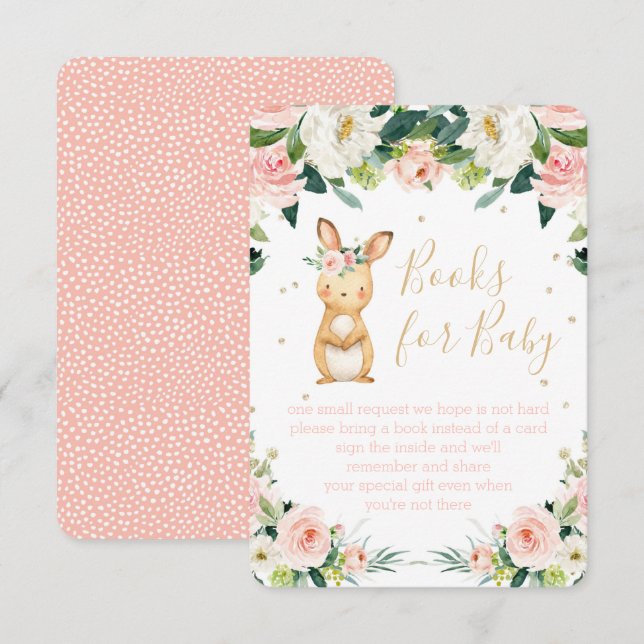 Carte D'accompagnement Livres pour Baby Pink Floral Certains lapin Brown (Devant / Derrière)