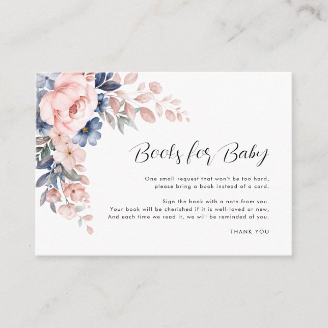 Carte D'accompagnement Livres pour Baby Pink Floral Script Baby shower (Devant)
