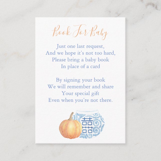 Carte D'accompagnement Livres Pour Baby Preppy Baby shower Blanc Et Bleu (Devant)