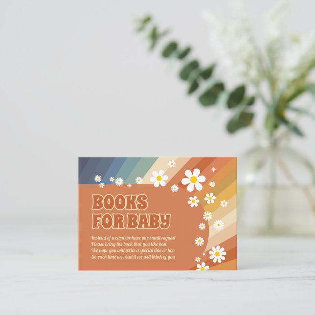 Carte D'accompagnement Livres Pour Baby Retro Rainbow Hippie Daisy (Debout devant)