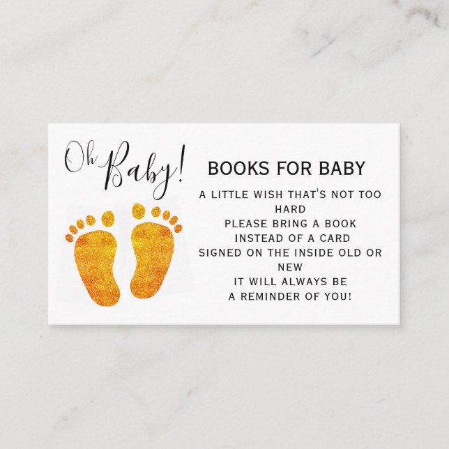 Carte D'accompagnement Livres Pour Baby shower Bébé Gold Feet (Devant)