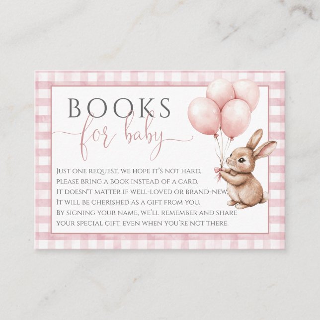 Carte D'accompagnement Livres Pour Baby shower Bébé Petit Lapin Balloons (Devant)