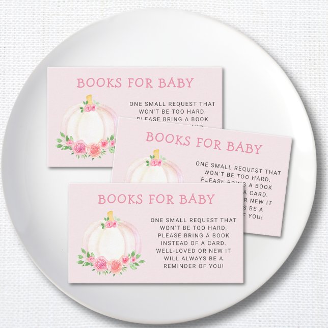 Carte D'accompagnement Livres Pour Baby shower Citrouille rose bébé (Créateur téléchargé)