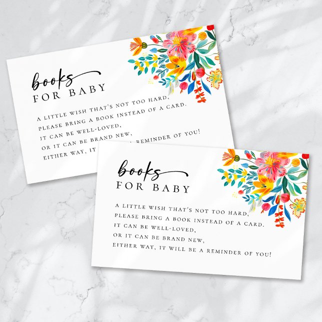 Carte D'accompagnement Livres pour Baby shower de fiesta florale bébé (Créateur téléchargé)
