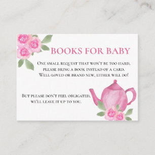 Carte D'accompagnement Livres pour Baby shower de théière rose pâle rose