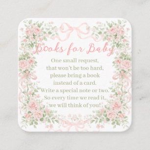 Carte D'accompagnement Livres pour Baby Shower fille Fleur Bébé en Fleurs