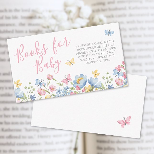 Carte D'accompagnement Livres Pour Baby shower Fleur sauvage Bébé (Books For Baby Wildflower Baby Shower Enclosure Card )