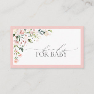 Carte D'accompagnement Livres pour Baby shower floral rose bébé