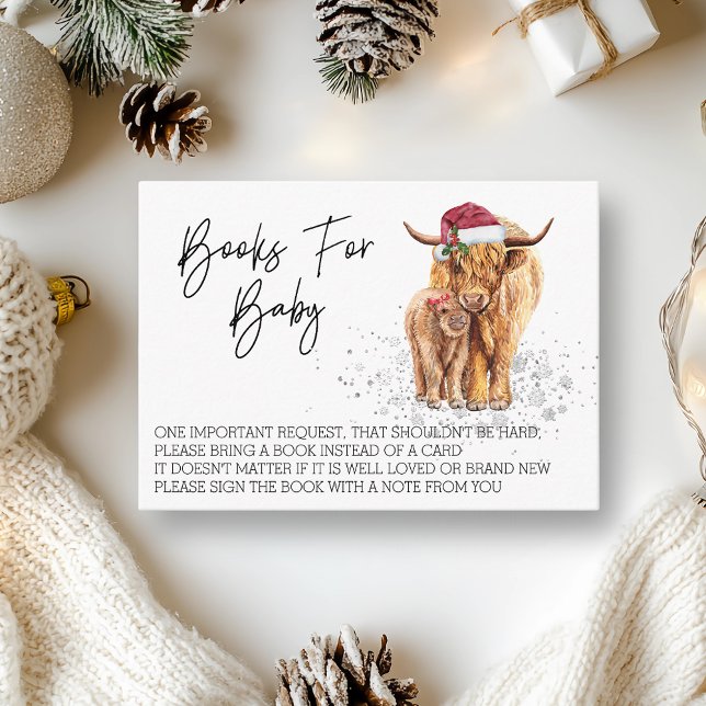 Carte D'accompagnement Livres pour Baby shower Highland Cow Christmas (Créateur téléchargé)