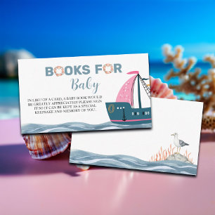 Carte D'accompagnement Livres pour Baby shower nautique rose bébé