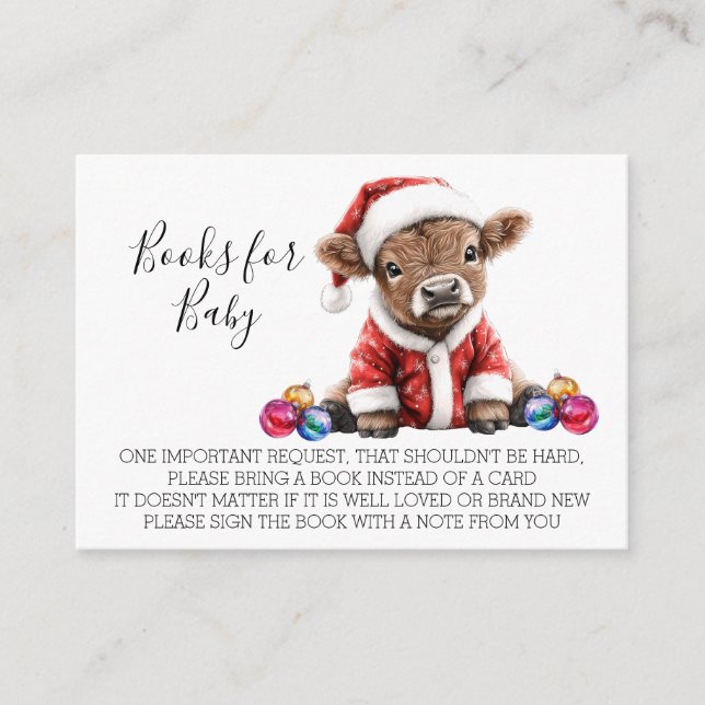 Carte D'accompagnement Livres pour Baby shower Noël Highland Cow (Devant)