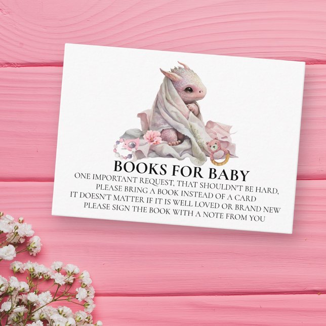 Carte D'accompagnement Livres pour Baby shower Pink Dragon (Créateur téléchargé)