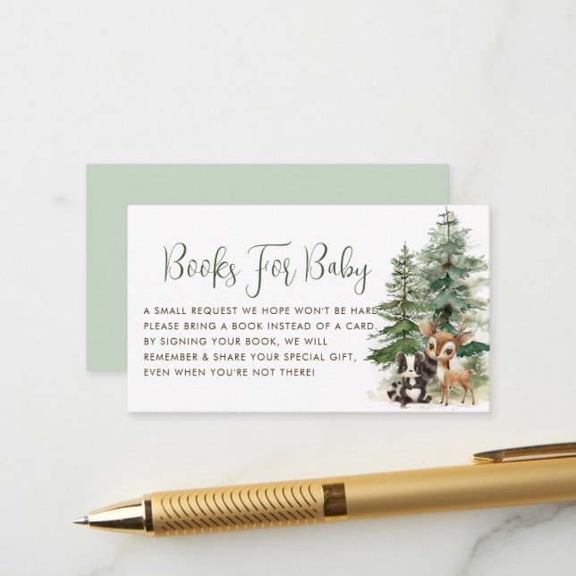 Carte D'accompagnement Livres Pour Baby Woodland Boy Adventure baby showe (Devant/Arrière en situation)