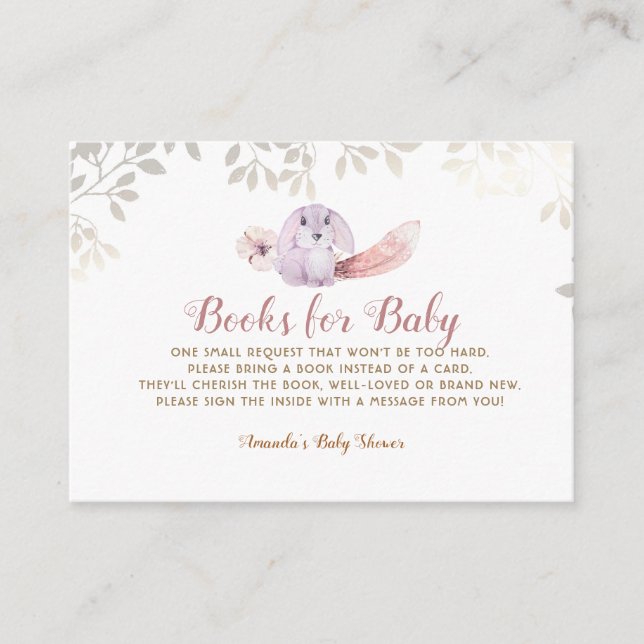 Carte D'accompagnement Livres pour bébé | Apportez un livre Petit Lapin (Devant)