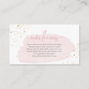 Carte D'accompagnement Livres pour Bébé Aquarelle Brosse Rose Pâle