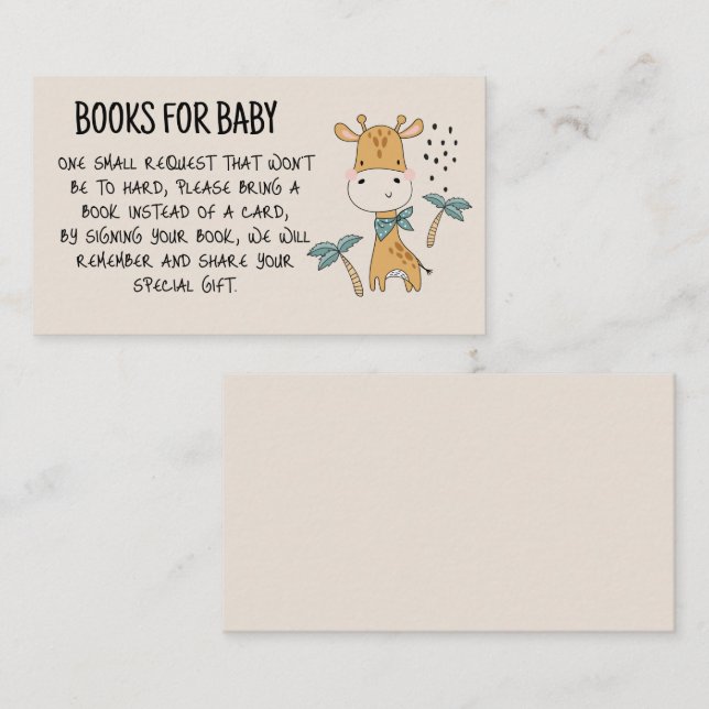 Carte D'accompagnement Livres pour bébé avec Giraffe Enclôture Card (Devant / Derrière)