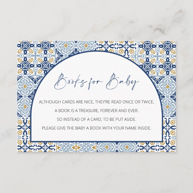 Carte D'accompagnement Livres pour bébé, Baby shower Capri, Thème italien (Devant)