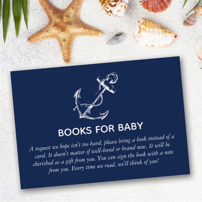 Carte D'accompagnement Livres pour bébé Baby shower d'Ancres nautiques (Créateur téléchargé)