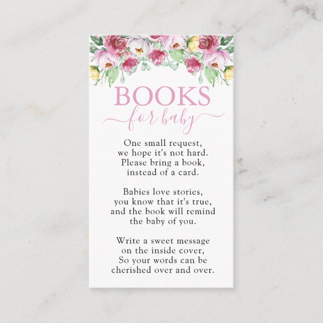 Carte D'accompagnement Livres pour bébé Baby shower fille rose (Devant)