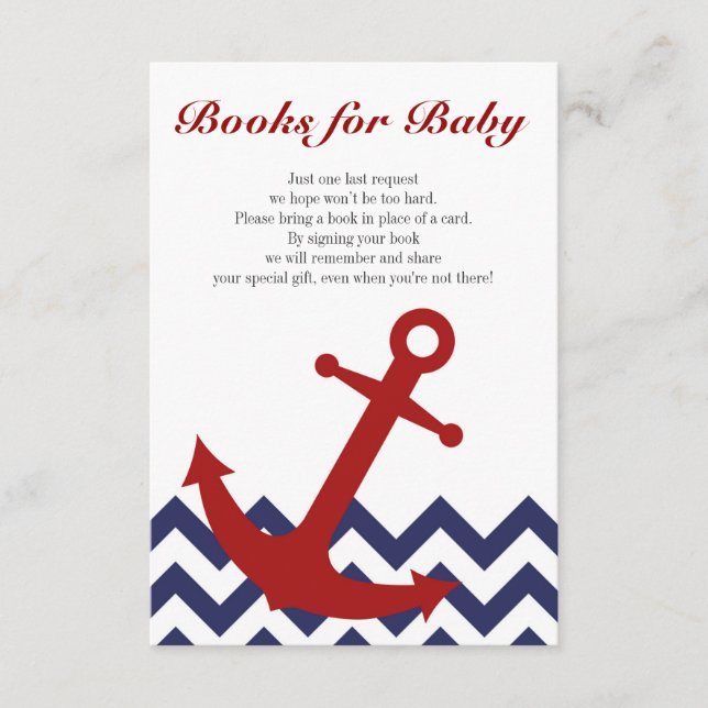 Carte D'accompagnement Livres pour bébé Baby shower nautique Demande de l (Devant)