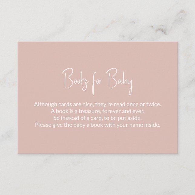 Carte D'accompagnement Livres pour bébé Baby shower rose demande de carne (Devant)